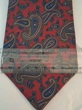 Brownstone Men's Paisley Silk Tie in Red & Blue Like New
